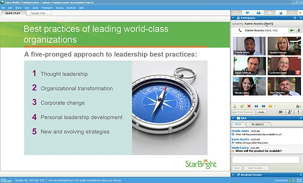 Cisco WebEx Training Center Screenshot