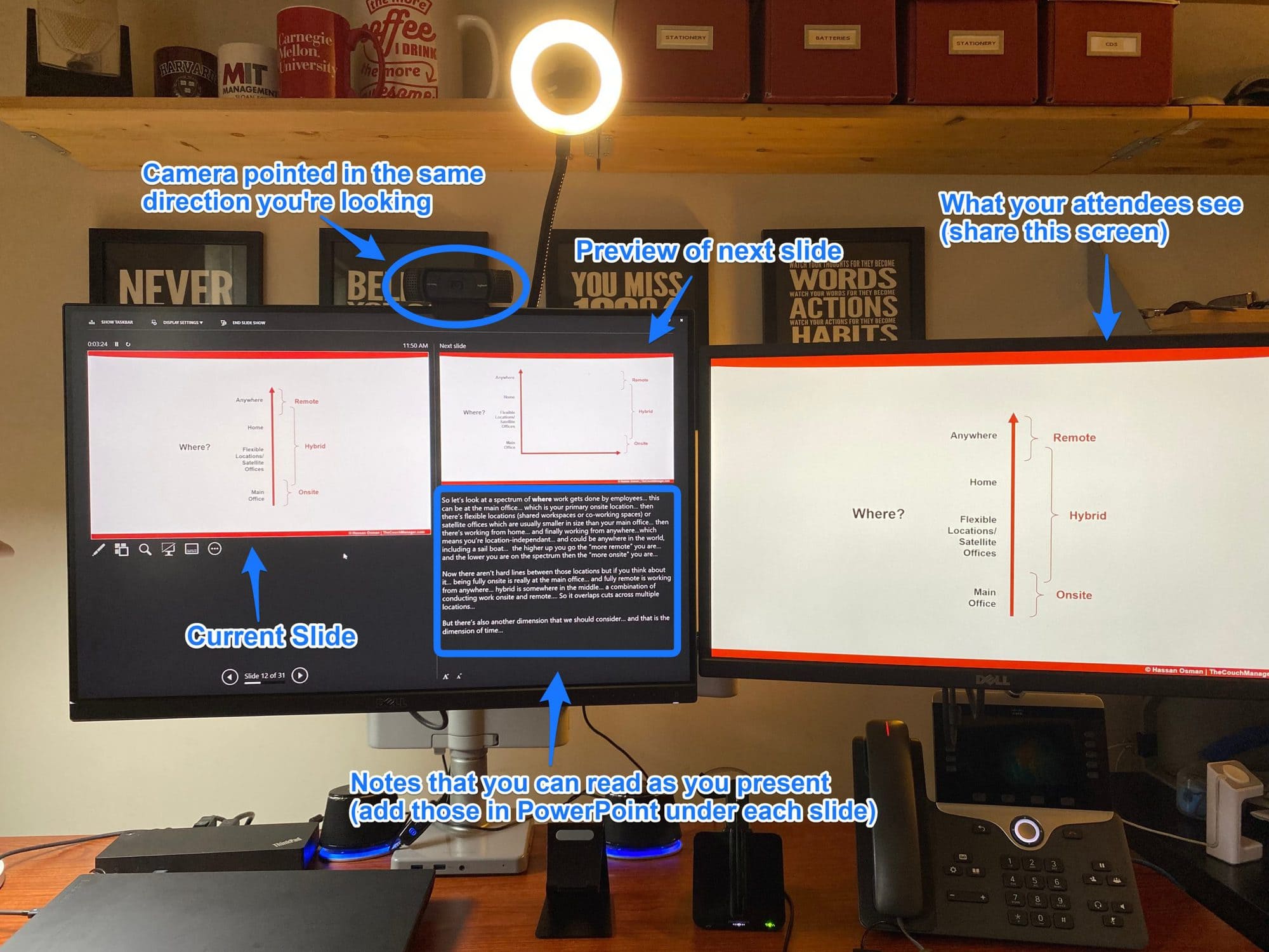 how to see presentation notes while presenting